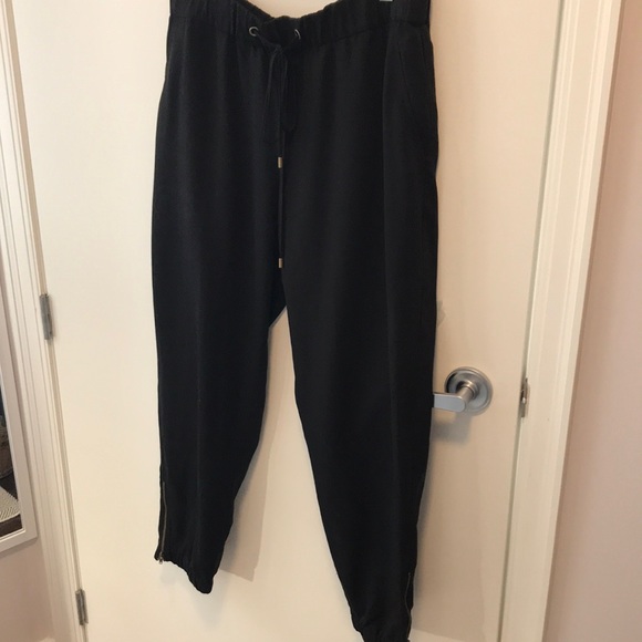 Eileen Fisher black joggers with ankle zippers - Picture 1 of 10